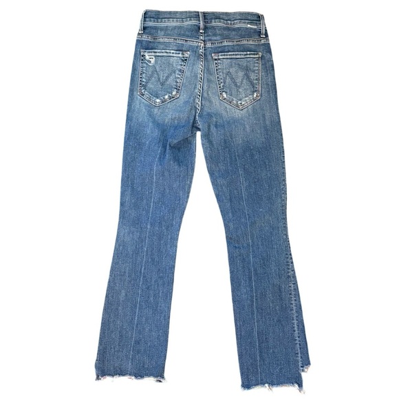 MOTHER The Insider Crop Step Chew Denim Jeans Dancing On Coals Distressed Sz 26 - Picture 3 of 12